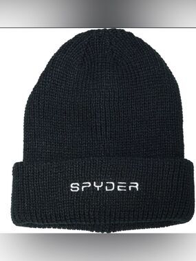 SPYDER OS Men’s Unisex Black Knit Cuffed Beanie Hat